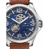  Shop Authentic Tommy Hilfiger Bruce Analog Blue Dial Brown Leather Strap Watch for Men - 1791278 - Luxxuri