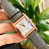  Shop Authentic Movado Heritage Mother of Pearl White Dial Grey Leather Strap Watch For Women - 3650051 - Luxxuri