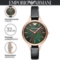  Shop Authentic Emporio Armani Aurora Mother Of Pearl Black Dial Black Leather Strap Watch For Women - AR11056 - Luxxuri