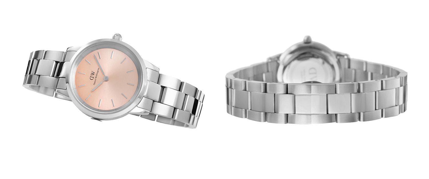  Shop Authentic Daniel Wellington Iconic Link Pink Dial Silver Steel Strap Watch For Women - DW00100327 - Luxxuri