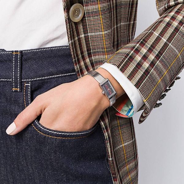  Shop Authentic Gucci G Frame Quartz Diamonds Green & Red Mother of Pearl Dial Silver Mesh Bracelet Watch For Women - YA147510 - Luxxuri