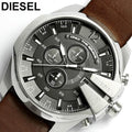  Shop Authentic Diesel Mega Chief Black & Silver Round Dial Brown Leather Strap Watch For Men - DZ4290 - Luxxuri