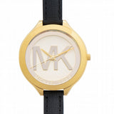  Shop Authentic Michael Kors Slim Runway Quartz Gold Dial Black Leather Strap Watch For Women - MK2392 - Luxxuri
