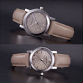 Burberry The City Beige Dial Beige Leather Strap Watch for Women - BU9207
