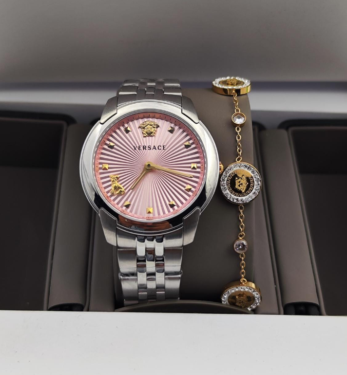 Shop Authentic Versace Audrey Quartz Pink Dial Silver Steel Strap Watch for Women - VELR00419 - Luxxuri