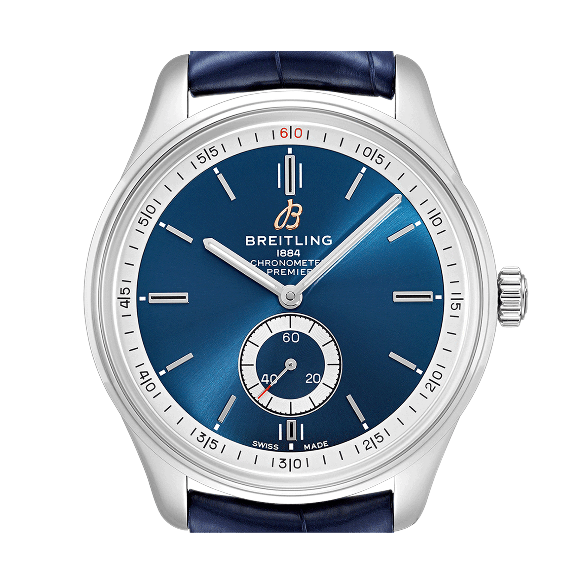  Shop Authentic Breitling Premier Automatic 40mm Blue Dial Blue Leather Strap Mens Watch - A37340351C1P2 - Luxxuri