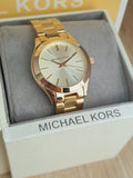  Shop Authentic Michael Kors Mini Runway Slim Gold Dial Gold Steel Strap Watch for Women - MK3512 - Luxxuri