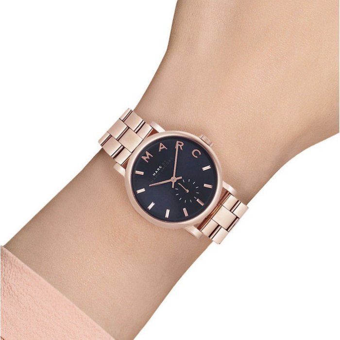  Shop Authentic Marc Jacobs Baker Blue Dial Rose Gold Steel Strap Watch for Women - MBM3330 - Luxxuri