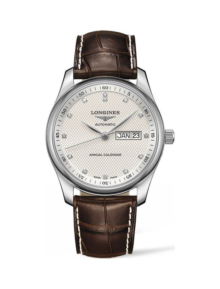  Shop Authentic Longines Master Collection Automatic 38.5mm Silver Diamond Dial Brown Leather Strap Watch for Men - L2.755.4.77.3 - Luxxuri