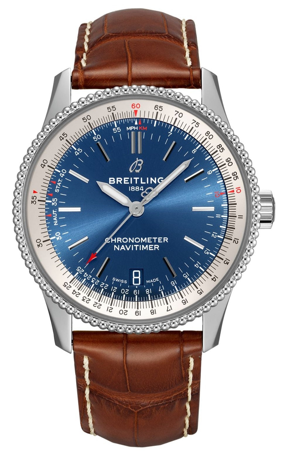  Shop Authentic Breitling Navitimer Automatic 38mm Blue Dial Brown Leather Strap Mens Watch - A17325211C1P2 - Luxxuri