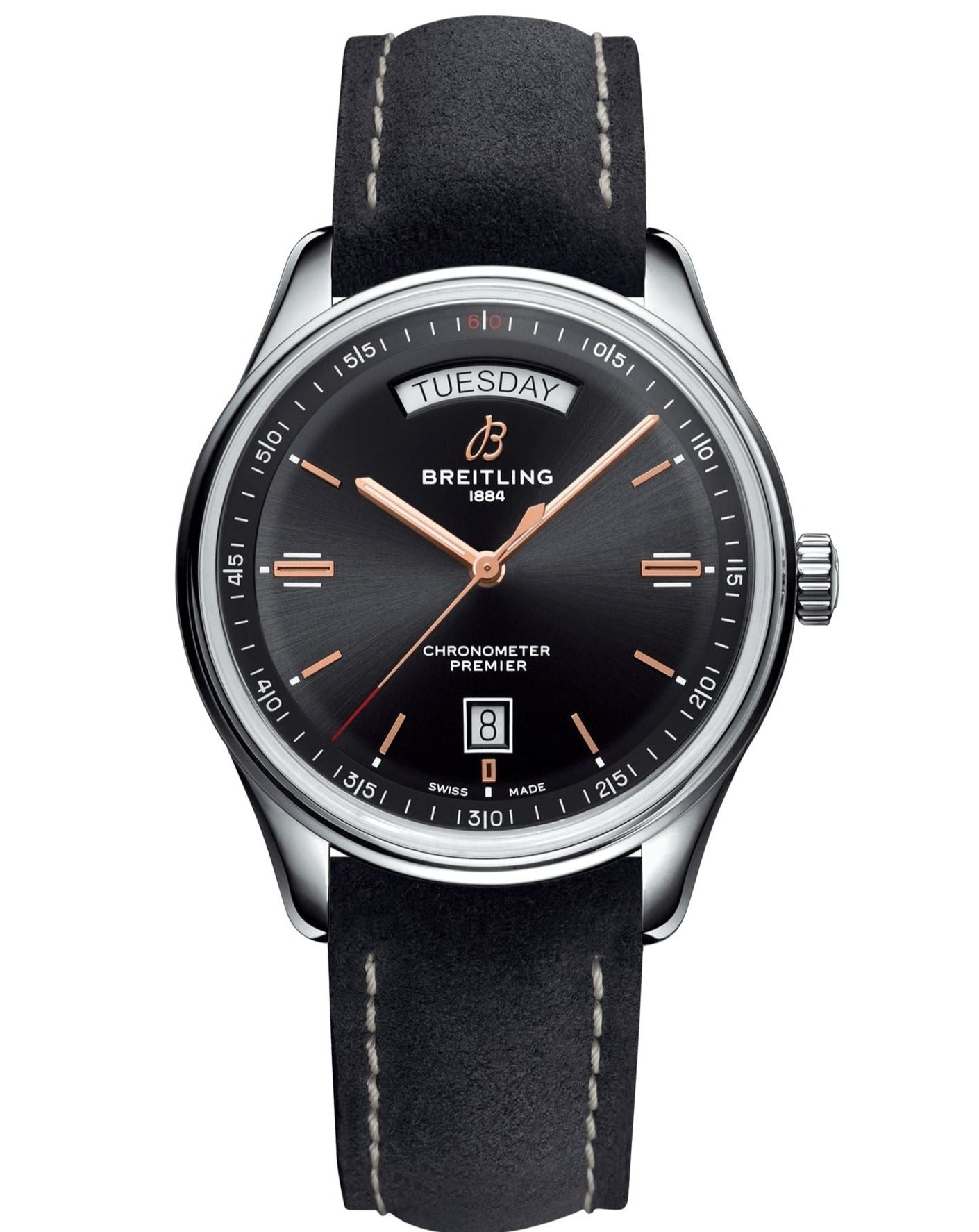  Shop Authentic Breitling Premier Automatic 40mm Day & Date Black Dial Black Strap Mens Watch - A45340241B1X1 - Luxxuri