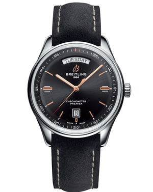  Shop Authentic Breitling Premier Automatic 40mm Day & Date Black Dial Black Strap Mens Watch - A45340241B1X1 - Luxxuri