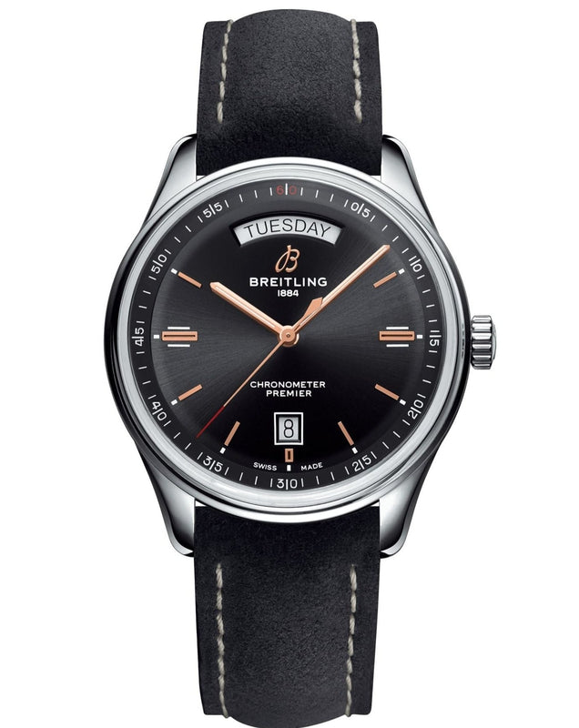  Shop Authentic Breitling Premier Automatic 40mm Day & Date Black Dial Black Strap Mens Watch - A45340241B1X1 - Luxxuri