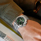  Shop Authentic Breitling Chronomat B01 42 Green Dial Silver Steel Strap Watch for Men - AB0134101L1A1 - Luxxuri
