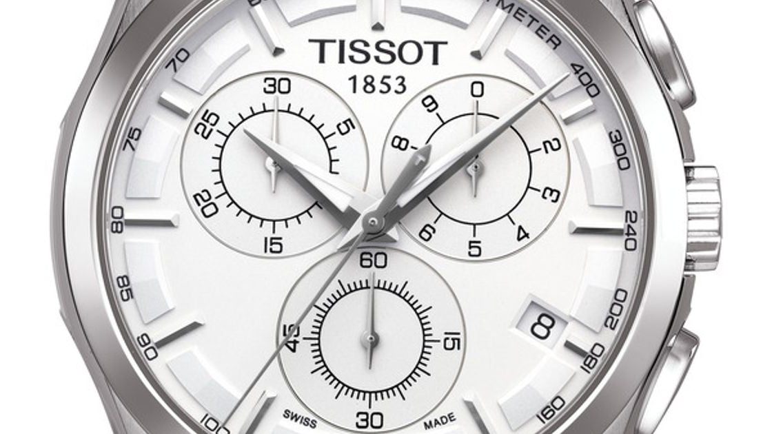 Tissot Couturier Chronograph White Dial Brown Leather Strap Watch For Men - T035.617.16.031.00