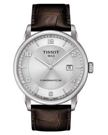 Tissot Luxury Powermatic 80 Silver Dial Brown Leather Strap Watch For Men - T086.407.16.031.00