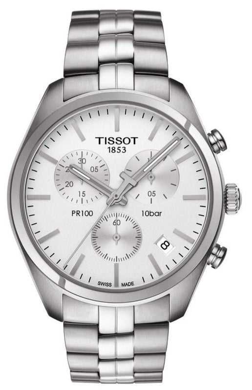  Shop Authentic Tissot T Classic PR 100 Chronograph Silver Dial Silver Steel Strap Watch For Men - T101.417.11.031.00 - Luxxuri