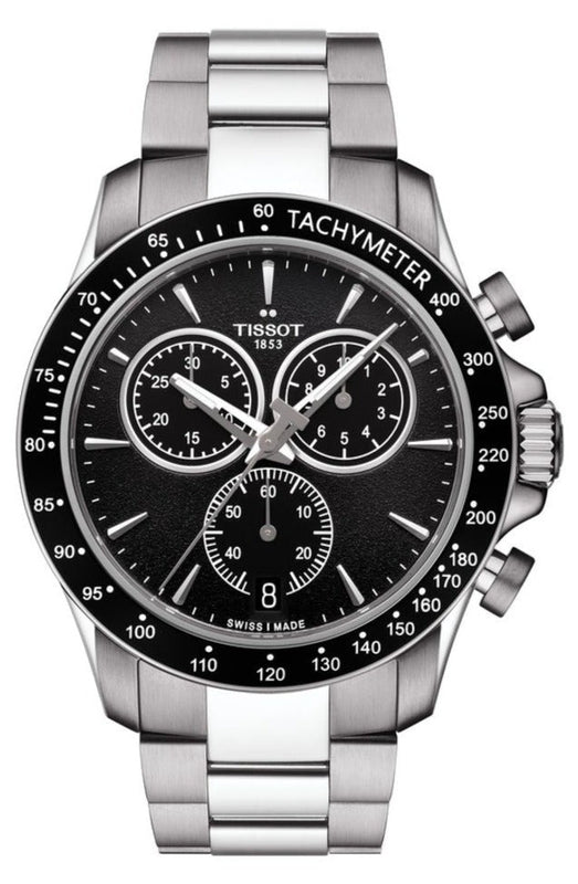  Shop Authentic Tissot V8 Quartz Chronograph Black Dial Silver Steel Strap Watch For Men - T106.417.11.051.00 - Luxxuri