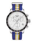 Tissot Quickster Chronograph NBA Golden State Warriors White Dial Two Tone NATO Strap Watch for Men - T095.417.17.037.15
