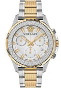 Shop Authentic Versace Greca Action Chronograph Quartz Silver Dial Two Tone Steel Strap Watch for Men - VE3J00522 - Luxxuri