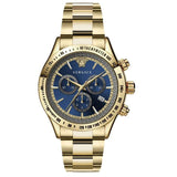  Shop Authentic Versace Classic Chronograph Quartz Blue Dial Gold Steel Strap Watch For Men - VEV700619 - Luxxuri