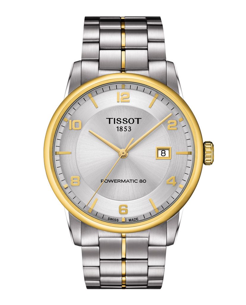 Tissot Luxury Powermatic 80 Gold Dial Silver Steel Strap Watch For Men - T086.407.22.261.00