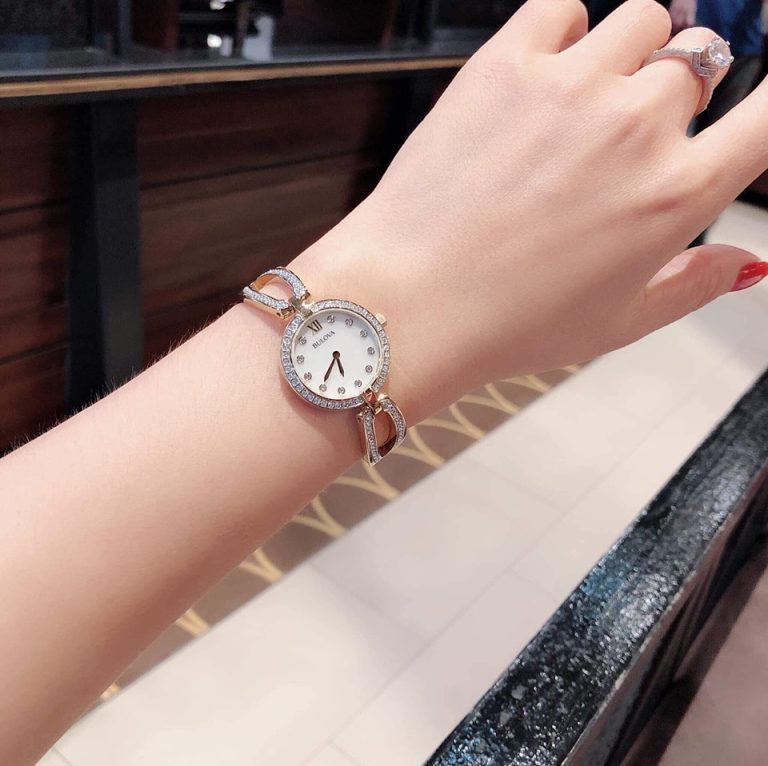  Shop Authentic Bulova Crystal Collection Mother of Pearl Dial Gold Steel Strap Watch for Women - 98L225 - Luxxuri