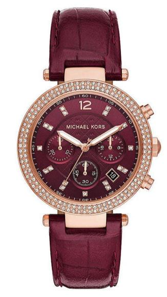  Shop Authentic Michael Kors Parker Chronograph Red Dial Red Leather Strap Watch For Women - MK6986 - Luxxuri