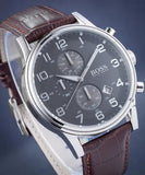  Shop Authentic Hugo Boss Aeroliner Chronograph Quartz Grey Dial Brown Leather Strap Watch For Men - HB1512570 - Luxxuri