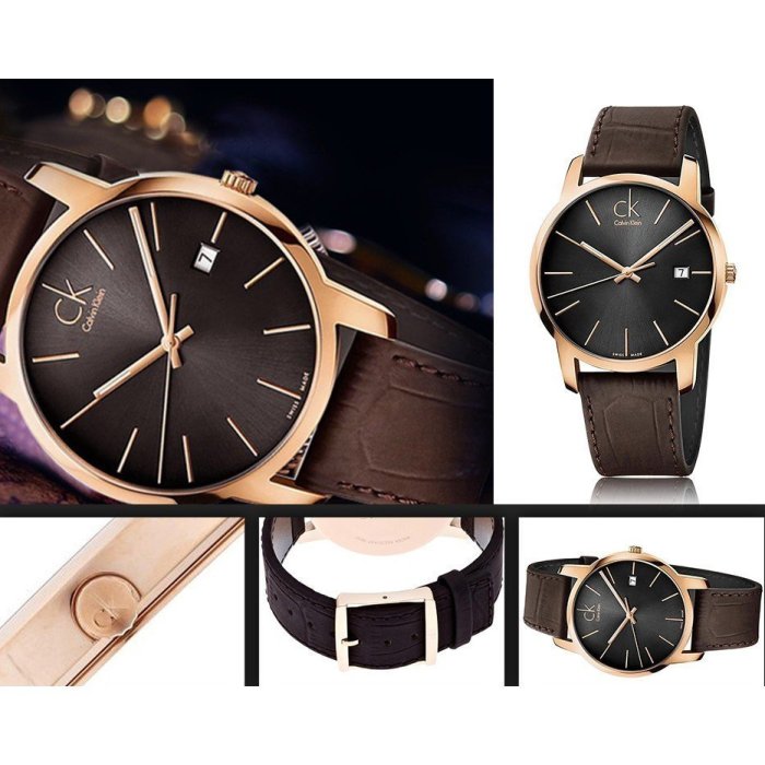  Shop Authentic Calvin Klein City Chronograph Brown Dial Brown Leather Strap Watch for Men - K2G2G6G3 - Luxxuri