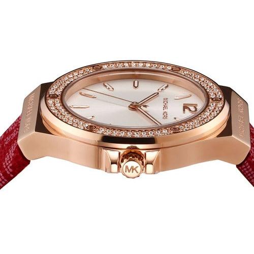  Shop Authentic Michael Kors Lennox Three Hand Silver Dial Red Leather Strap Watch For Women - MK7308 - Luxxuri