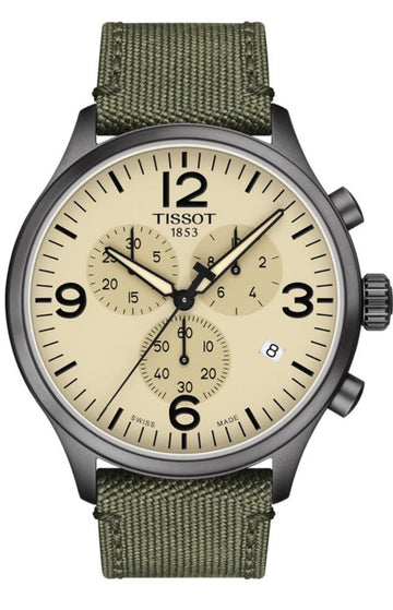  Shop Authentic Tissot T Sport Chrono XL Beige Dial Green Nylon Strap Watch for Men - T116.617.37.267.00 - Luxxuri
