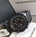  Shop Authentic Emporio Armani Tazio Chronograph Black Dial Black Steel Strap Watch For Men - AR5989 - Luxxuri
