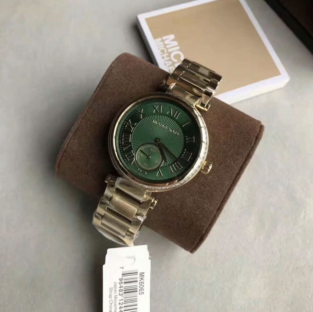  Shop Authentic Michael Kors Skylar Green Dial Gold Steel Strap Watch for Women - MK6065 - Luxxuri