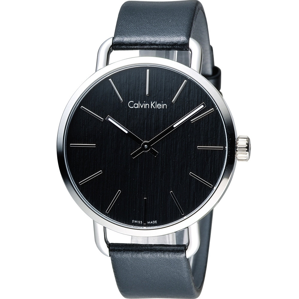  Shop Authentic Calvin Klein Even Black Dial Black Leather Strap Watch for Women - K7B211C1 - Luxxuri