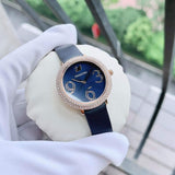  Shop Authentic Swarovski Crystal Frost Blue Dial Blue Leather Strap Watch for Women - 5484061 - Luxxuri