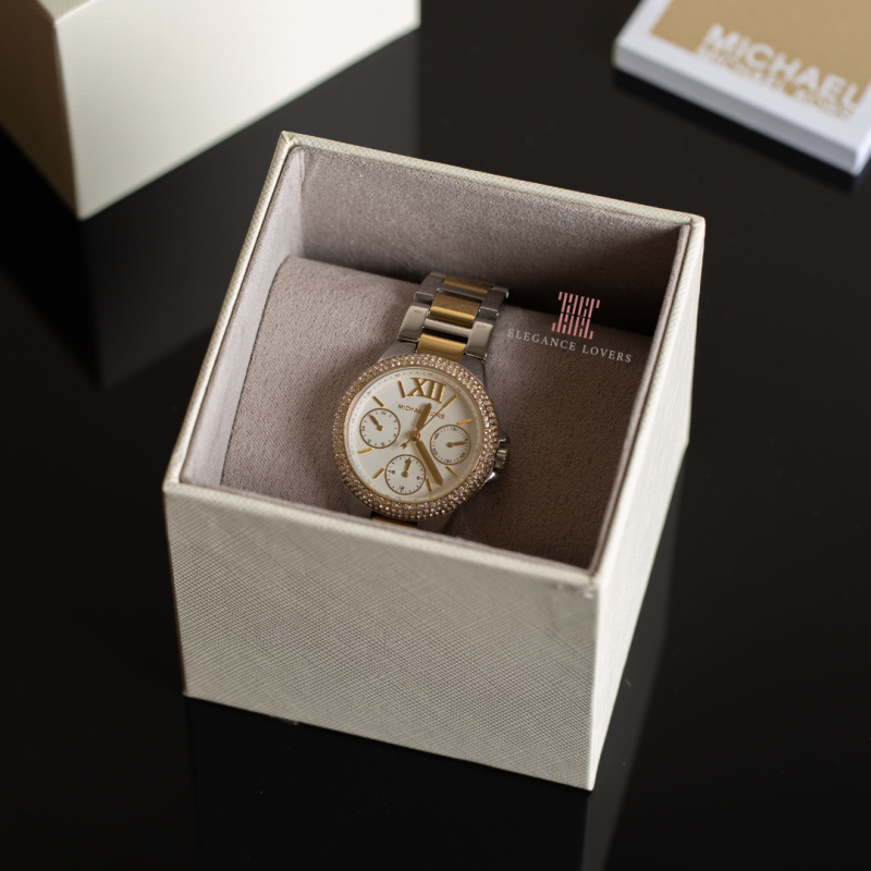  Shop Authentic Michael Kors Camille Multifunction Silver Dial Two Tone Steel Strap Watch For Women - MK6982 - Luxxuri