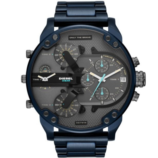  Shop Authentic Diesel Daddy 2.0 Chronograph Quartz Grey Dial Blue Steel Strap Watch For Men - DZ7414 - Luxxuri