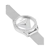  Shop Authentic Guess Tri Glitz Quartz Silver Dial Silver Mesh Bracelet Watch For Women - W1142L1 - Luxxuri
