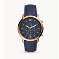  Shop Authentic Fossil Neutra Chronograph Blue Dial Blue Leather Strap Watch for Men - FS5454 - Luxxuri