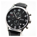  Shop Authentic Hugo Boss Aeroliner Chronograph Black Dial Black Leather Strap Watch For Men - 1512448 - Luxxuri