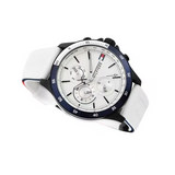  Shop Authentic Tommy Hilfiger Bank Chronograph White Dial White Rubber Strap Watch for Men - 1791723 - Luxxuri