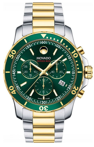  Shop Authentic Movado Series 800 Chronograph Green Dial Two Tone Steel Strap Watch For Men - 2600148 - Luxxuri