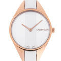  Shop Authentic Calvin Klein Rebel White Grey Dial White Leather Strap Watch for Women - K8P236L6 - Luxxuri