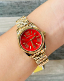  Shop Authentic Michael Kors Lexington Quartz Orange Dial Gold Steel Strap Watch For Women - MK3284 - Luxxuri