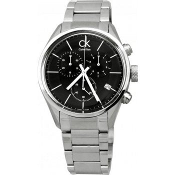  Shop Authentic Calvin Klein Masculine Chronograph Black Dial Silver Steel Strap Watch for Men - K2H27104 - Luxxuri