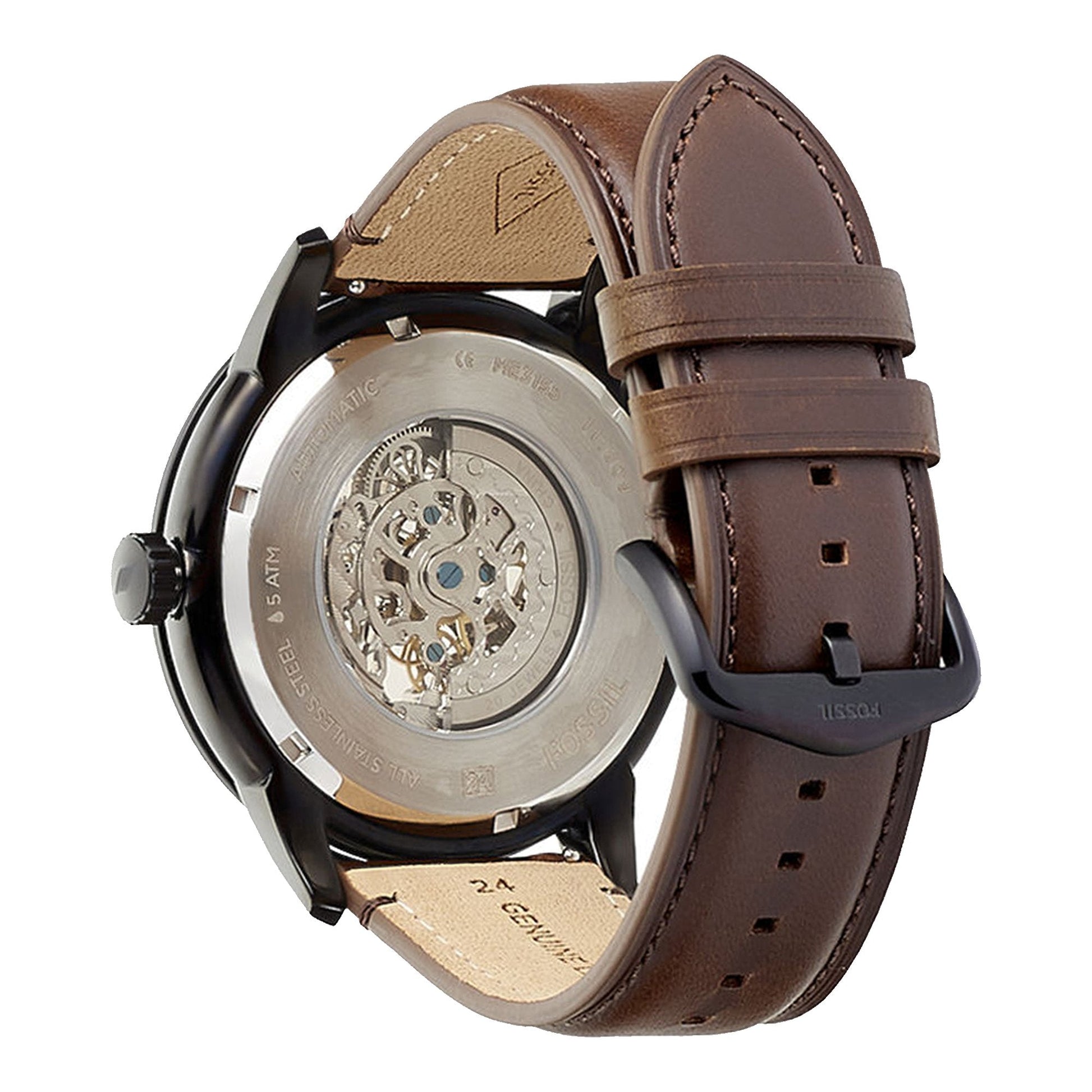  Shop Authentic Fossil Townsman Automatic Black Dial Brown Leather Strap Watch for Men - ME3155 - Luxxuri