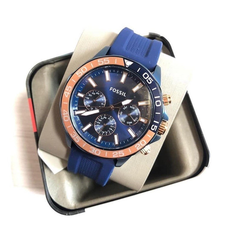  Shop Authentic Fossil Bannon Multifunction Blue Dial Blue Silicone Strap Watch for Men - BQ2498 - Luxxuri