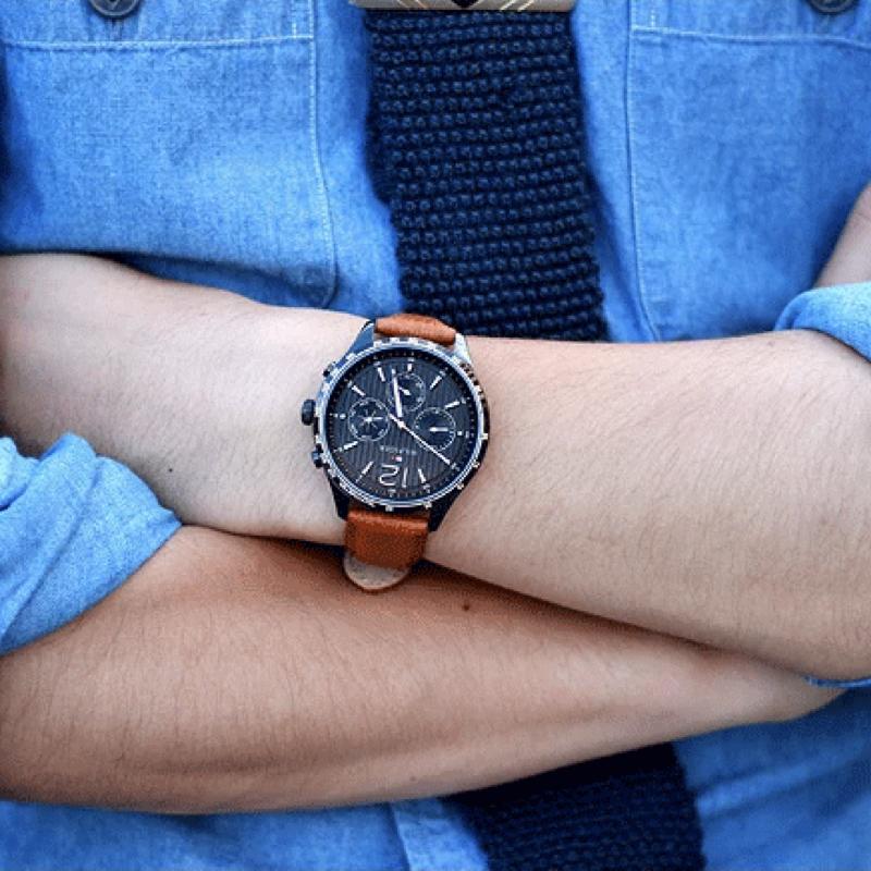  Shop Authentic Tommy Hilfiger Gavin Chronograph Quartz Black Dial Brown Leather Strap Watch for Men - 1791470 - Luxxuri