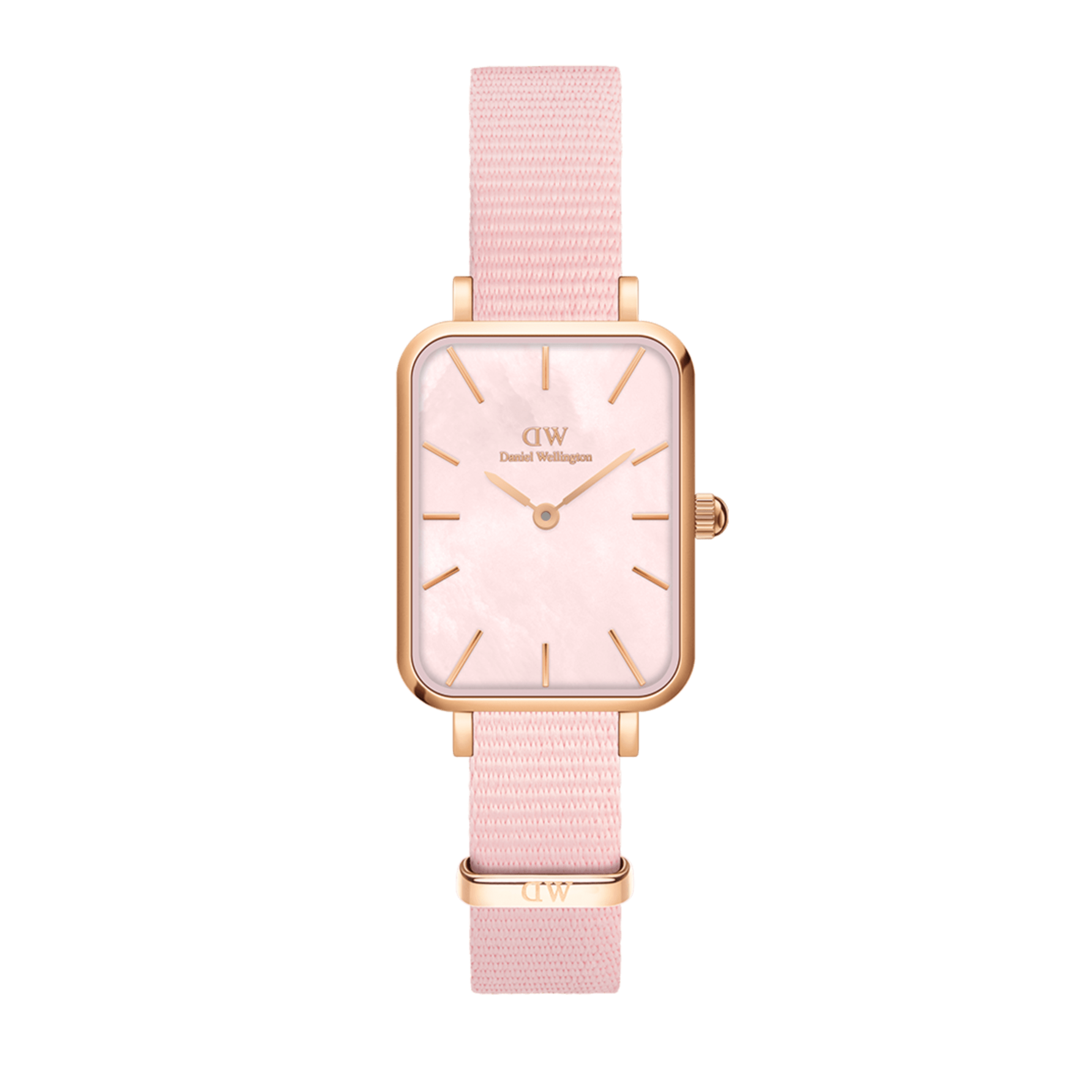  Shop Authentic Daniel Wellington Quadro Pressed Mother of Pearl Pink Dial Pink Nylon Strap Watch For Women - DW00100509 - Luxxuri